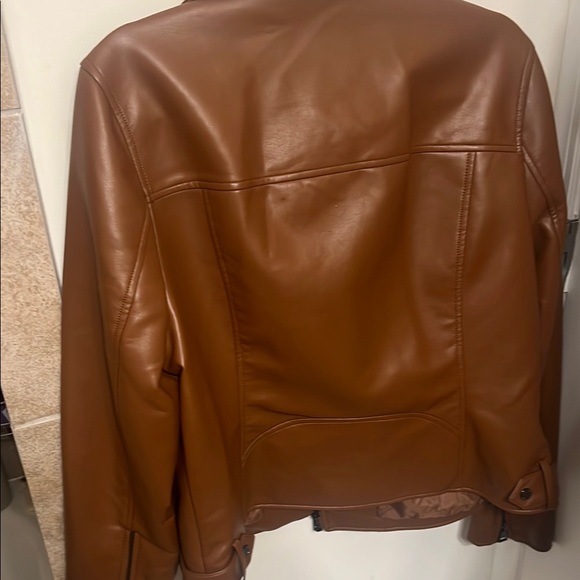 Karl Lagerfeld Brown Faux Leather Jacket NWOT - Picture 4 of 4